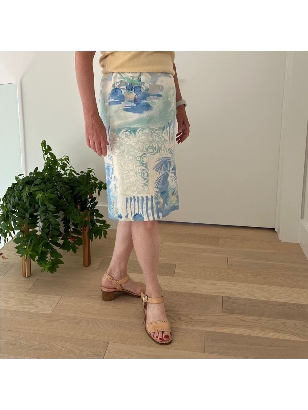 LOUIS FERAUD VintagePencil Skirt Designer 90's Fully Lined Abstract Pattern
